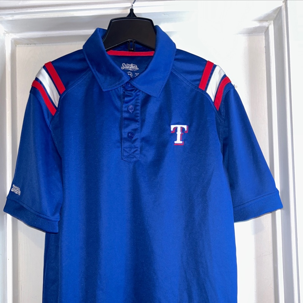 Men’s stitches Texas Rangers polo size m